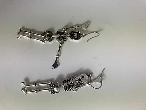 PUNK SCULL SKELETON EARRINGS SILVER