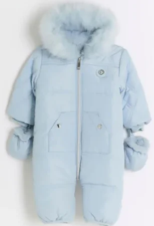 River Island — River Island Baby Boys Blue Quilted Snowsuit