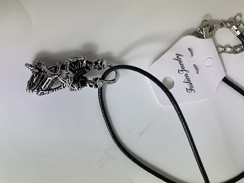 Skull necklace (leather) skeleton couple Dödskalle