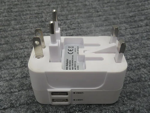 Blue Collection — Travel adapter with USB Siirtymispistokytkin, USB