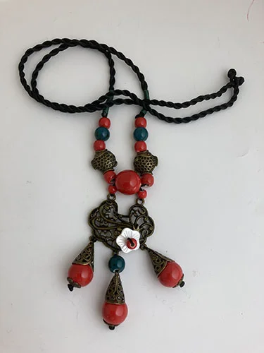 Ethnic Necklace Ceramic Drop