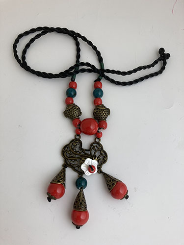 Ethnic Necklace Ceramic Drop