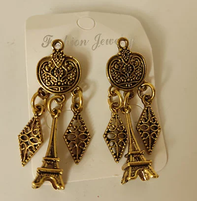 Retro gold tower earrings Retro guldtorn örhänge
