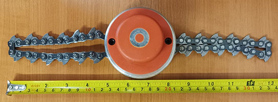 Flail-type cutting attachments for brush cutters