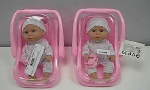 Toys Amsterdam — Playset baby doll 21cm with car seat 23cm, pink