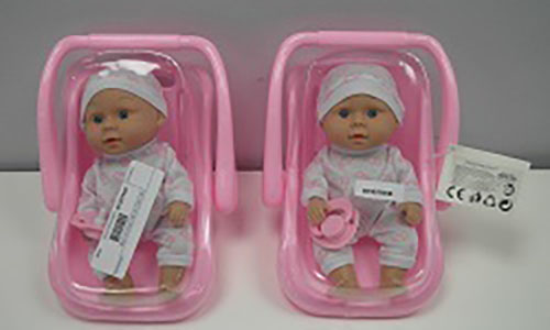 Toys Amsterdam — Playset baby doll 21cm with car seat 23cm, pink