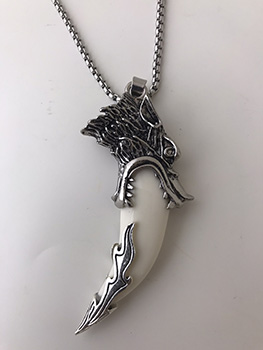 Men's Faux Wolf Fang Charm Necklace Män Faux Wolf