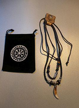 AB Viking Crafts – Vikings Handgefertigtes Wikinger Ethno Lederhalsband mit Wolfszahn