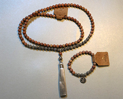 Benava - Mala Kette 108 Jaspis und Labradorit Edelstein Perlen - Set mit Armband