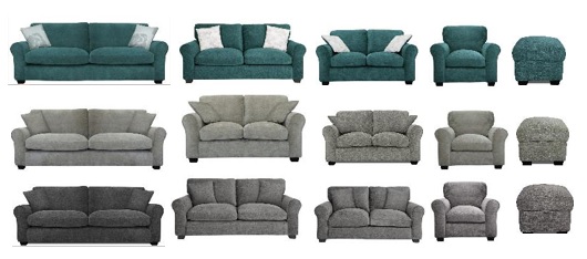 Tammy — Tammy Sofas/Footstools in Charcoal, Mink and Teal