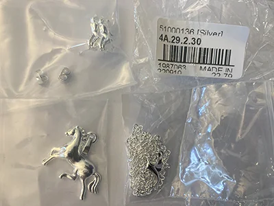 Set with necklace and earrings with horses
