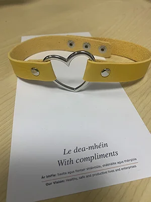 Yellow punk Leather Neck Chain Collar Heart Love