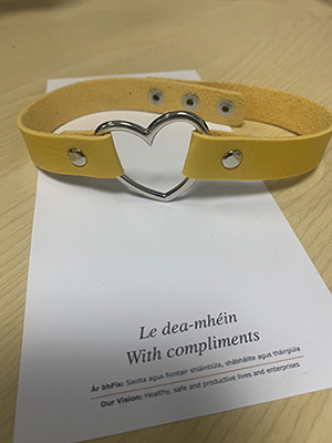 Yellow punk Leather Neck Chain Collar Heart Love