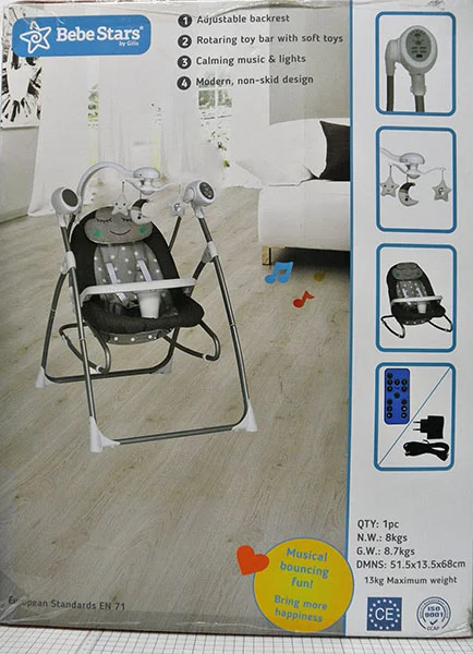 BEBE STARS — 2 IN 1 ELECTRIC SWING - BOUNCER WITH MUSIC & REMOTE CONTROL