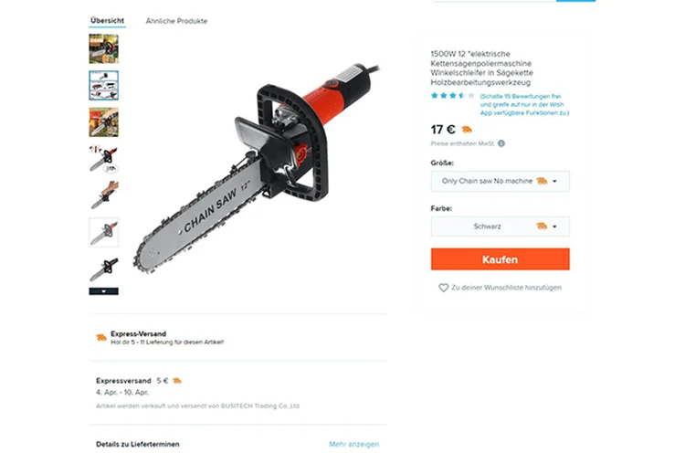 CHAIN SAW 12", Kettensägeblatt für Winkelschleifer beworben