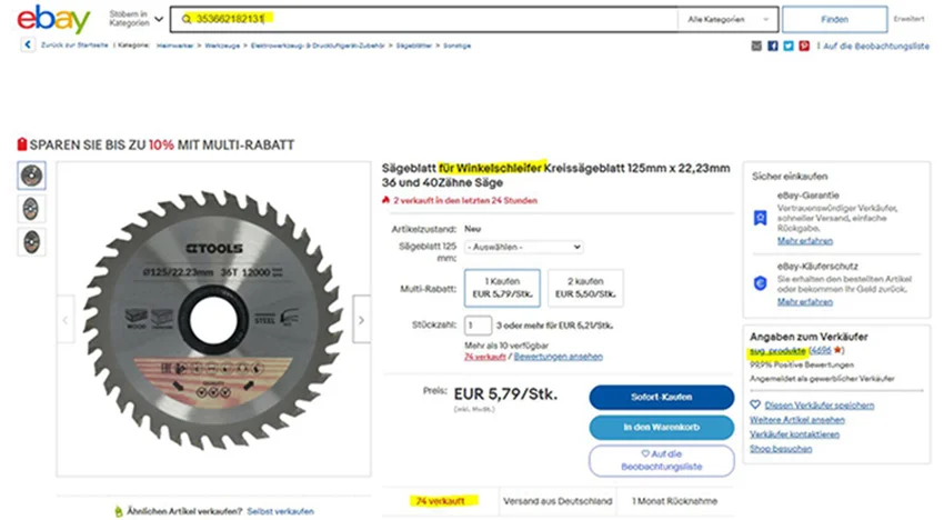 Kreissägeblatt für Winkelschleifer beworben