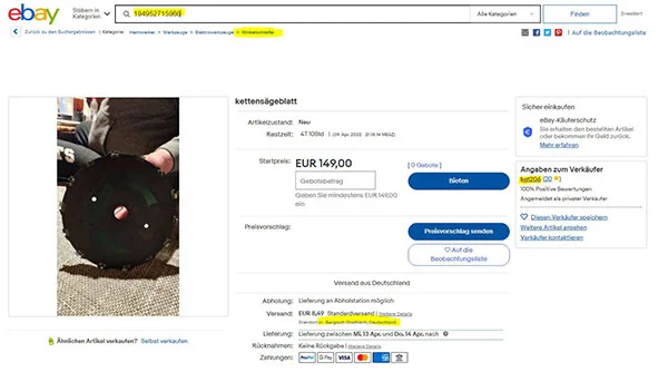 Kettensägeblatt für Winkelschleifer beworben