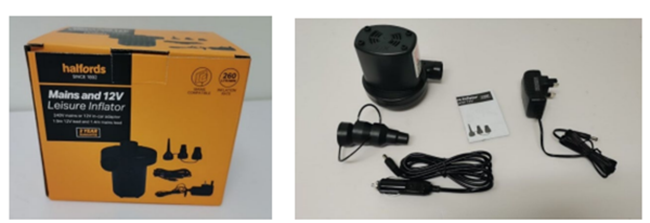 Halfords — Mains and 12V leisure inflator