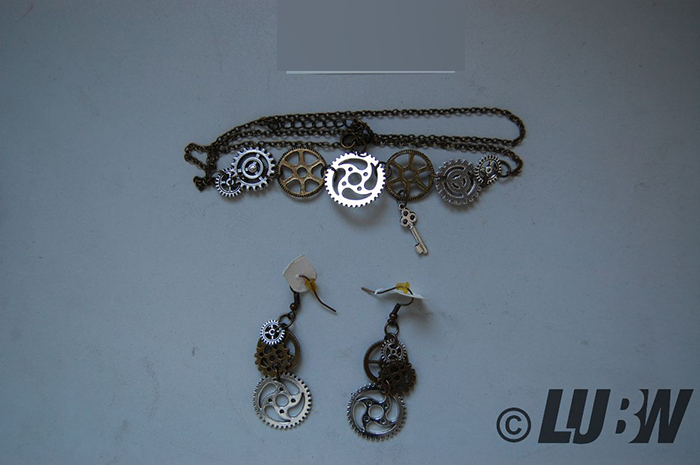 PPX — PPX 3 Stück Halskette und Ohrschmuck Retro Steampunk Uhrenteile Borduhrgänge Rädchen Ohrringe Antike