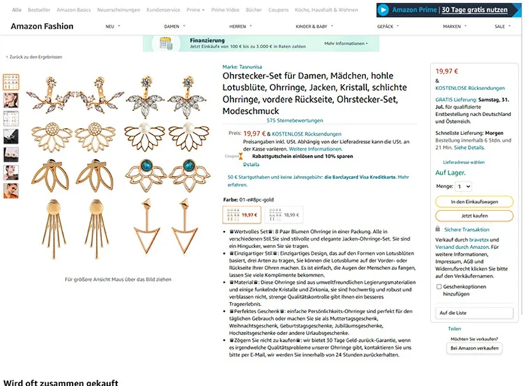 Tasnunisa — Ohrstecker-Set für Damen, Mädchen, hohle Lotusblüte, Ohrringe, Jacken, Kristall, schlichte Ohrringe
