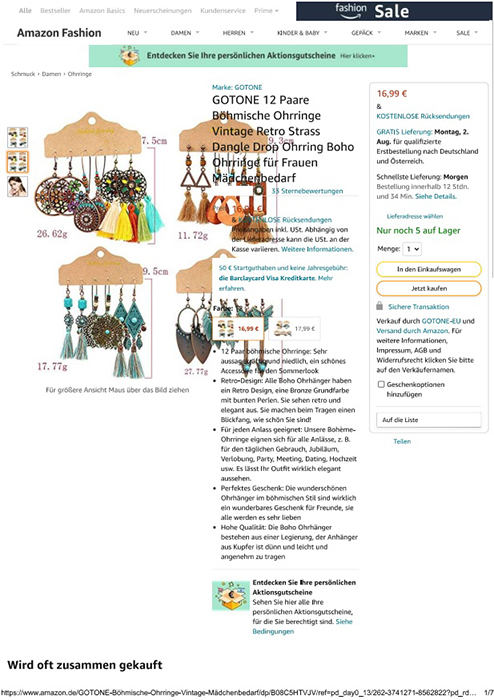 GOTONE — GOTONE 12 Paare Böhmische Ohrringe Vintage Retro Strass Dangle Drop Ohrring Boho Ohrringen
