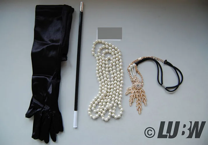 KQueenStar — KQueenStar 1920s Damen Gatsby Kostüm Accessories Set Halskette Handschuhe Zigarettenhalter 20er Jahr