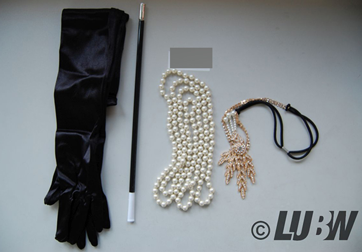 KQueenStar — KQueenStar 1920s Damen Gatsby Kostüm Accessories Set Halskette Handschuhe Zigarettenhalter 20er Jahr