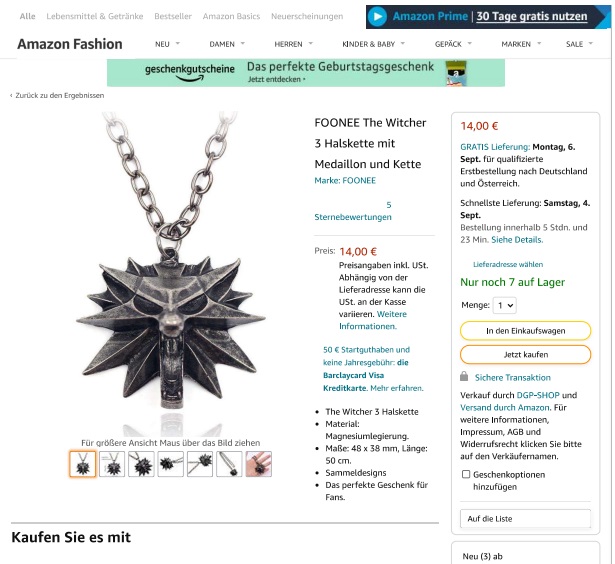 FOONEE — Anhänger in Form eines Wolfskopfes