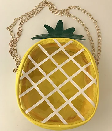 Transparent Jelly Package Crossbody Väska Färsk Ananas Shape Chain Handy Messenger Shoulder Bag