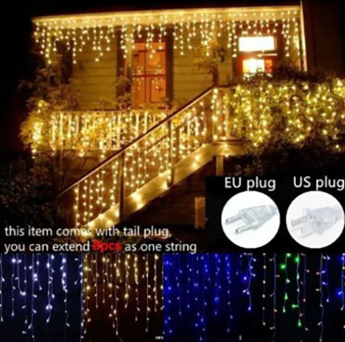 Décoration extérieure  LED rideau glaçon guirlande lumières nouvel an