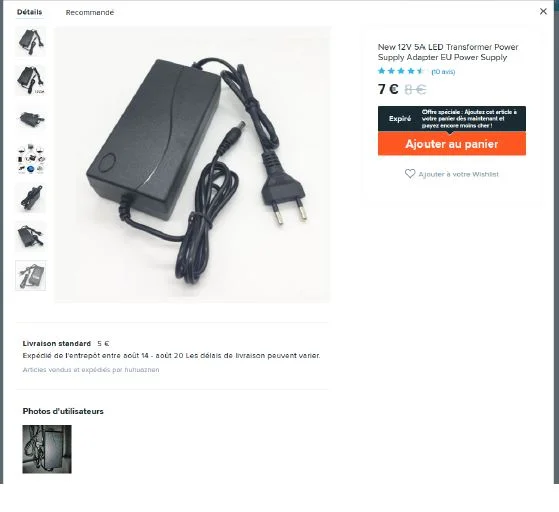 New 12V 5A LED Transformer Power Supply Adapter EU Power Supply