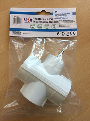 SPIN electrice — Adapter / plug coupler with three sockets