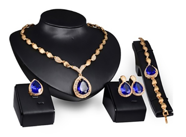 Noble Femmes de luxe formelle fête goutte d'eau zircon cubique collier boucles d'oreilles bracelet b