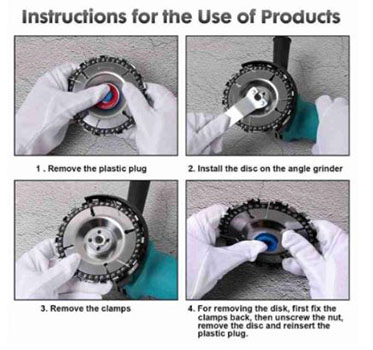 Woodcarving disc Cutting discs with chain, for ang