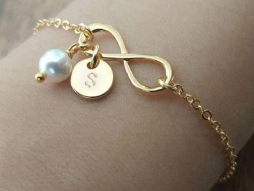 Bracelet Infinity personnalisé en argent doré, bracelet à breloques perles lettre initiale, cadeaux