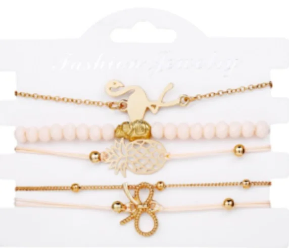 Yp Select 5pcs mode flamingo ananas bracelet d'arc bijoux simples Doré