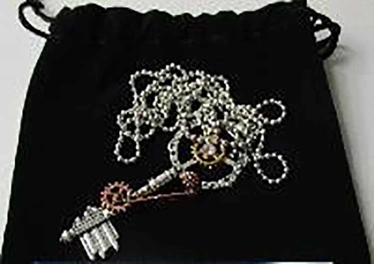 ISINYEE Fashion Crystal Key Heart Anchor Pendant Beaded Chain Steampunk Necklace Vintage Steam Punk