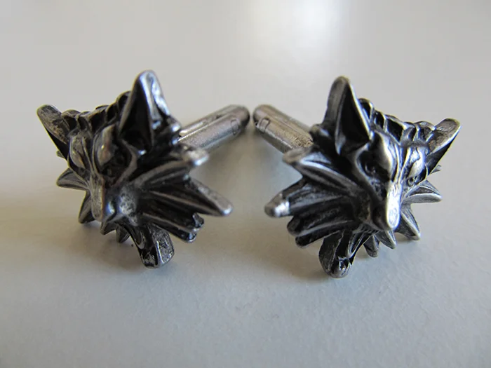 Beaux Bijoux — The Witcher, 3 Wild Hunt cuff-links, wild hunters, wolf’s head, cuff links, video game, men’s jewell