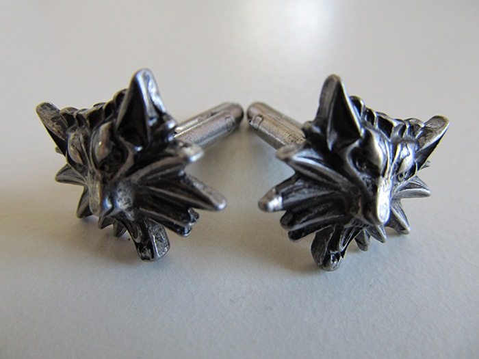 Beaux Bijoux — The Witcher, 3 Wild Hunt cuff-links, wild hunters, wolf’s head, cuff links, video game, men’s jewell