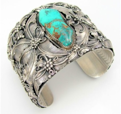 Bracelet large en argent tibétain avec bracelets turquoise mode bracelet turquoise bijoux bracelet B
