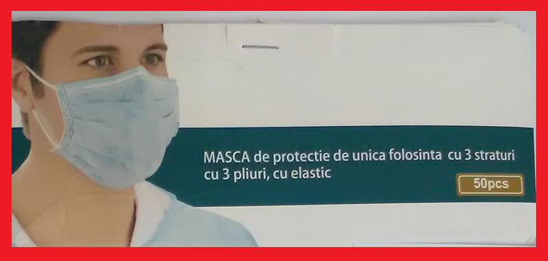 Disposable protective mask with 3 layers with 3 folds, with elastic