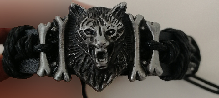 etNox — Wolf's Head Leather Bracelet