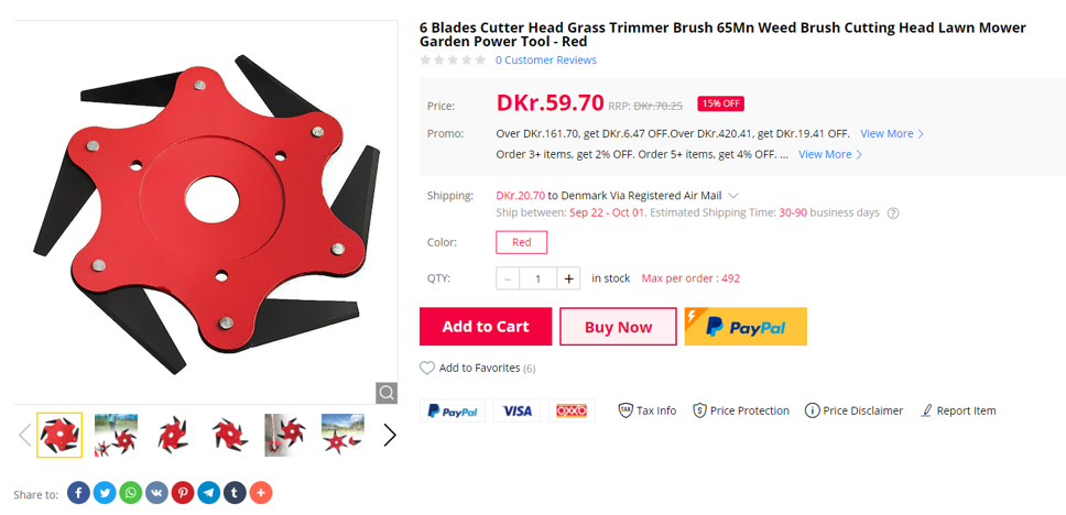 6 Blades Cutter Head Grass Trimmer Brush 65Mn Weed Brush Cutter Head Lawn Mover Garden Power Tool