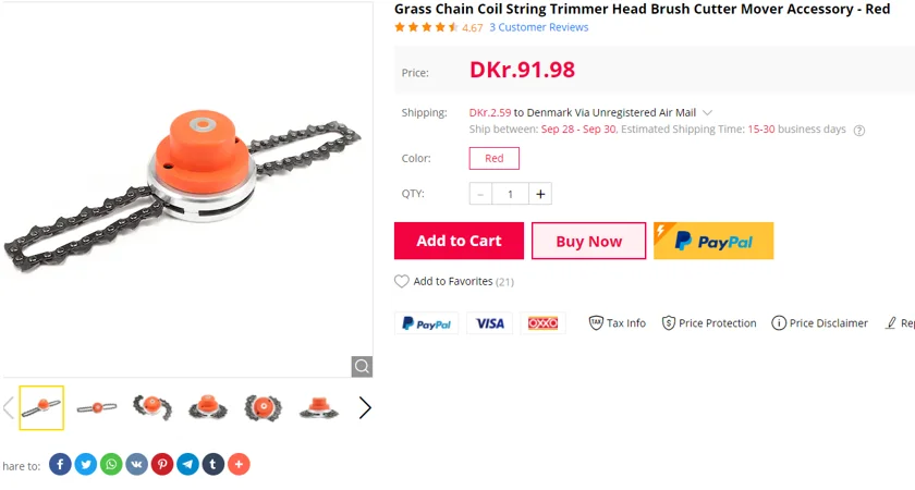 Grass Chain Coil String Trimmer Head Bruch Cutter Mover Accessory