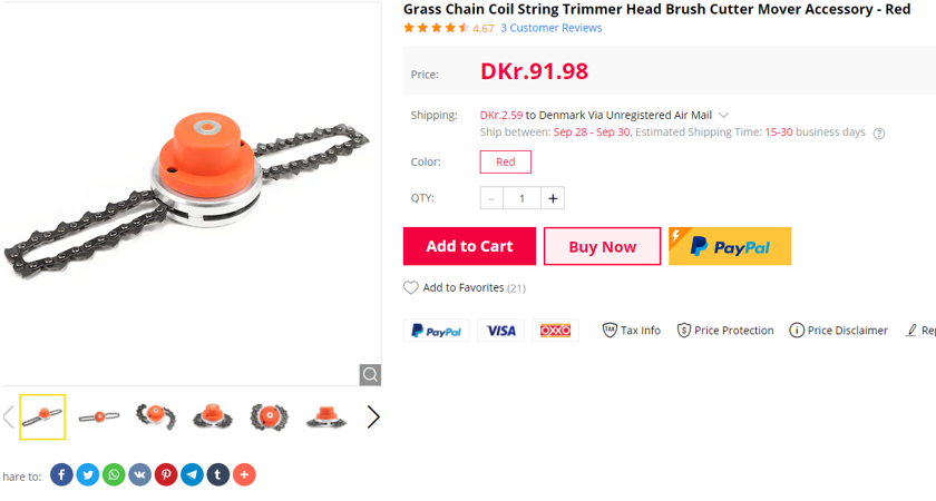 Grass Chain Coil String Trimmer Head Bruch Cutter Mover Accessory
