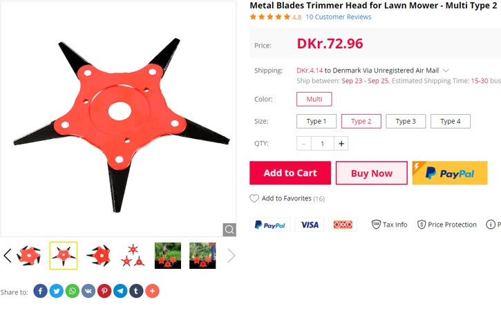 Metal Blades Trimmer Head for Lawn Mover - Multi Type 2