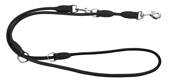 KERBL — Roma black round-leather guide leash
