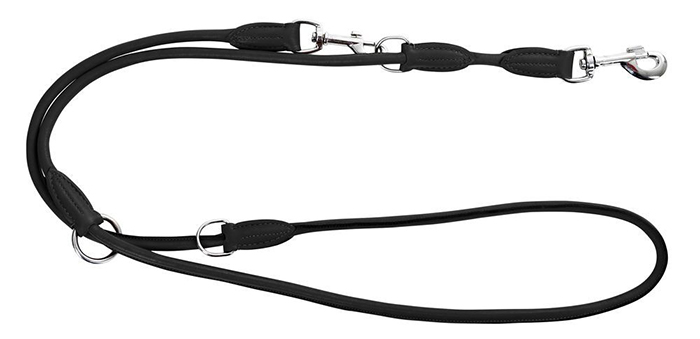 KERBL — Roma black round-leather guide leash