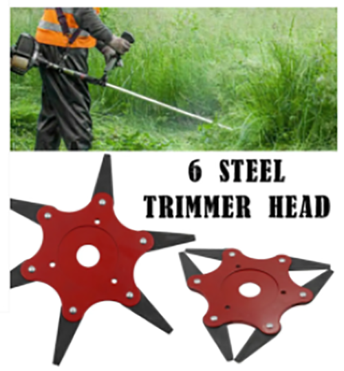 Upgrade 6 Blades Steel Outdoor Trimmer Head Razors 65Mn Lawn Mower Grass Weed Cutter