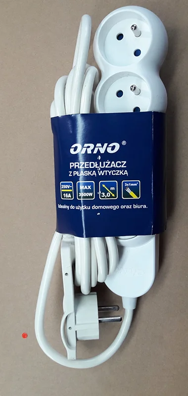 ORNO — Przedluzacz z plaska wtyczka